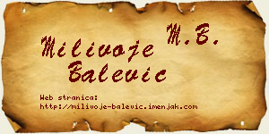 Milivoje Balević vizit kartica